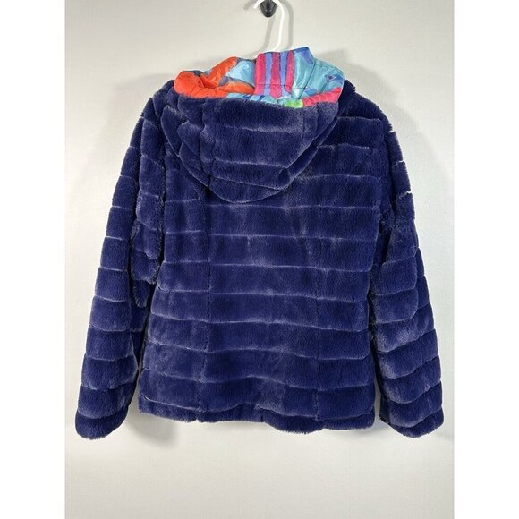 Claire Desjardins Jacket Womens XS Reversible Faux Fur Wearable Art Watercolor - Picture 4 of 15